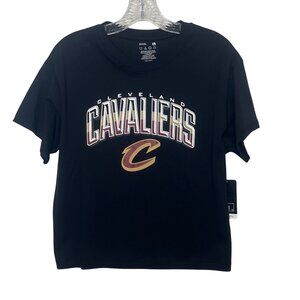 Cleveland Cavaliers Tshirt Womens Large Black New Cropped NBA Fanwear